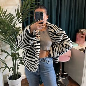 Zebra faux fur jacket